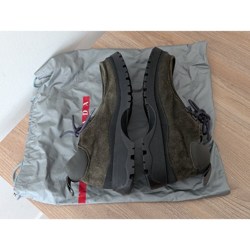 Prada Vintage Green Suede Tyrolean Brixxen Lace-Up Hiking Boots Women's 37.5 - Picture 9 of 15